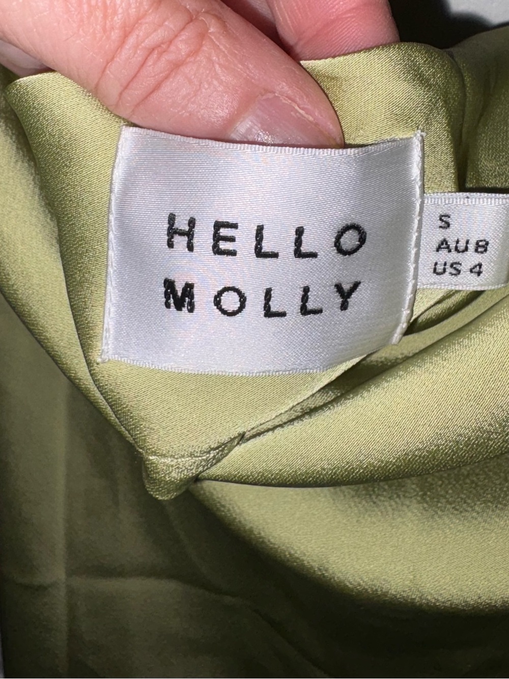Hello Molly Olive Green Satin Cowl Mini Dress - Picture 3 of 5